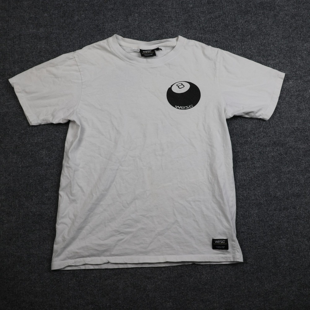WESC Magic 8 Ball Shirt Mens Large White Graphic Tee Hazy Ask Again Later‎